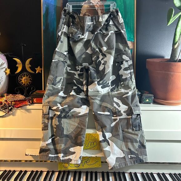 Vintage 90s Y2K Men's Gray Camouflage Cargo Pants 47"-51" - Picture 8 of 16